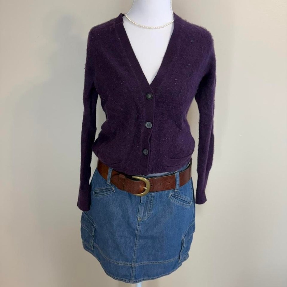 Lark & Ro Women's Purple 100% cashmere Button Up Cardigan Sz S